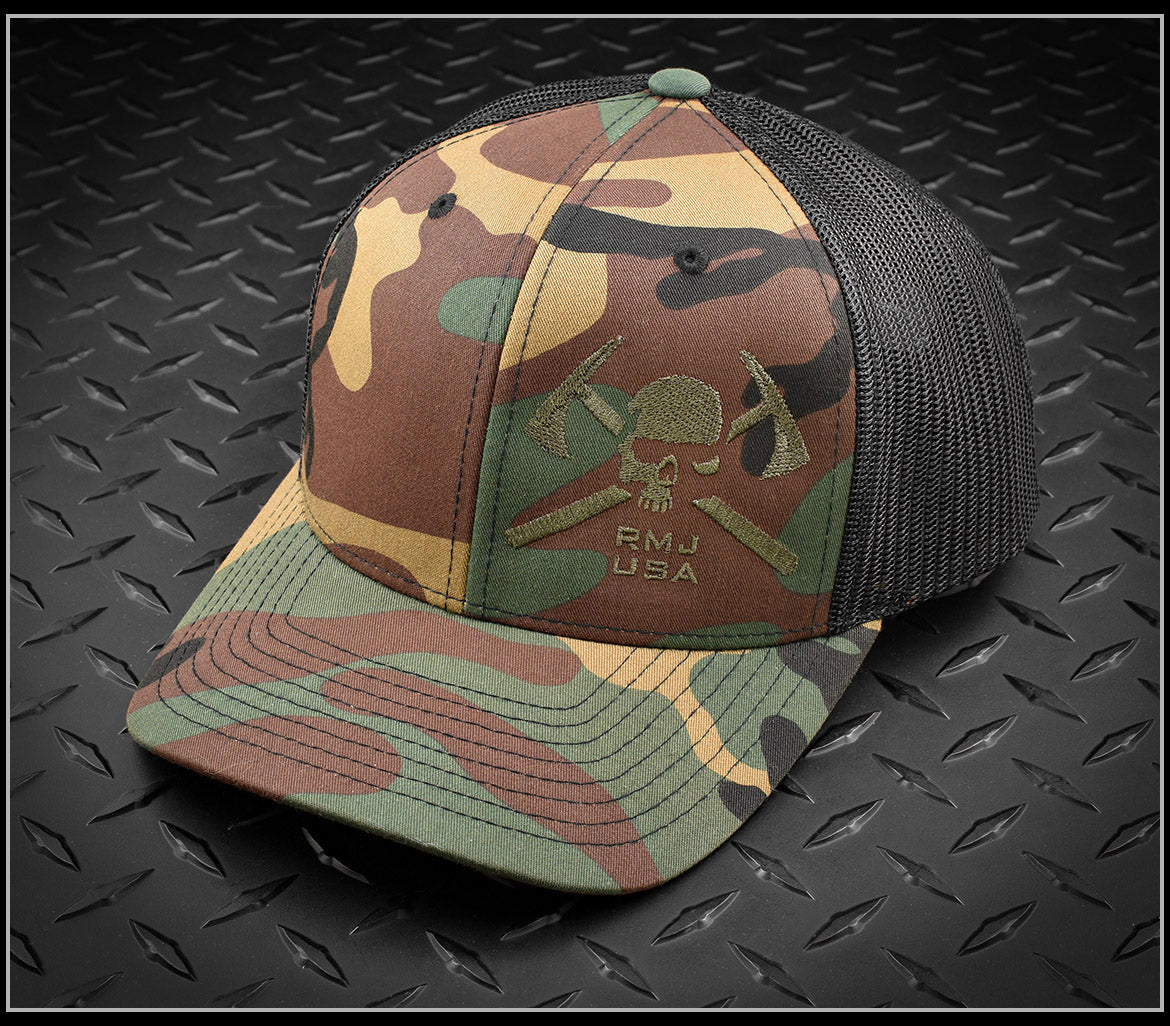 Hat - RMJ USA Woodland Camo Trucker