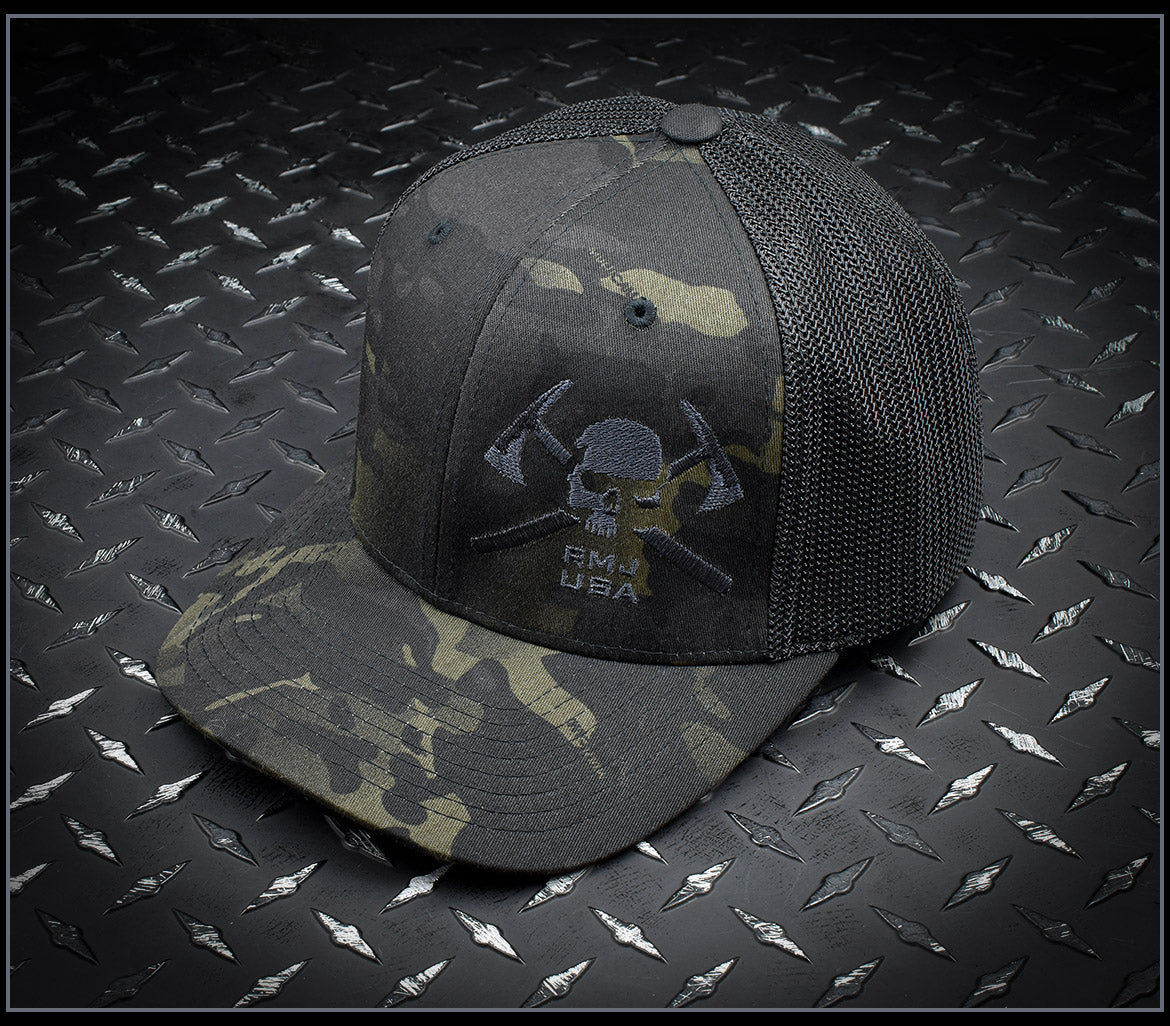 Hat - RMJ USA Black MultiCam FlexFit Trucker